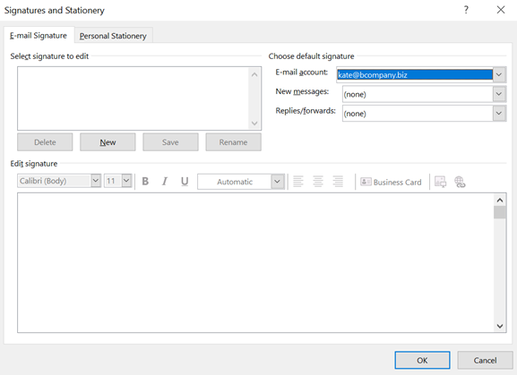 Automatic signature Outlook