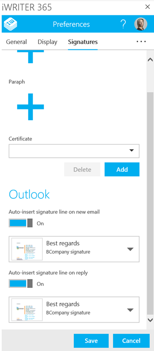Outlook signature iWRITER 365